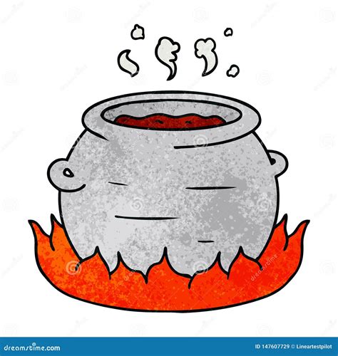 Textured Cartoon Doodle Of A Pot Of Stew Stock Vector Illustration Of