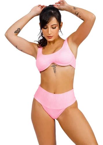 Biquini Top Aro Inteiro Calcinha Cintura Alta Hot Pants Parcelamento Sem Juros