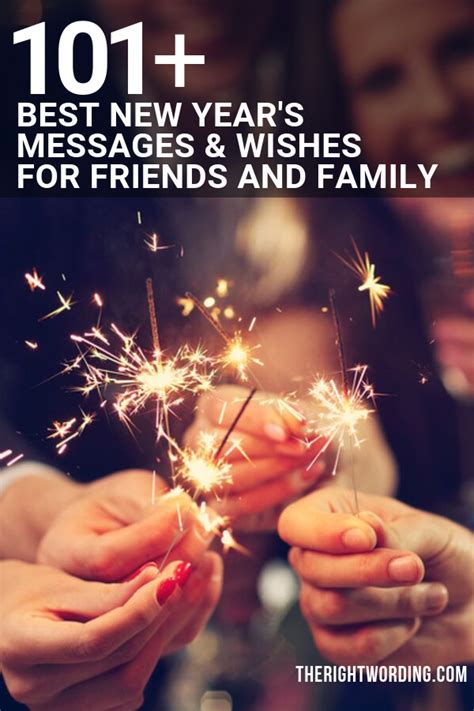 two people holding sparklers with the text 101 best new year's messages ...