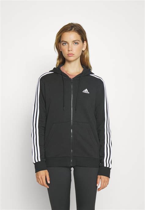 Adidas Sportswear Essentials 3 Stripes Full Zip Hoodie Sweatjacke Blackwhiteschwarz