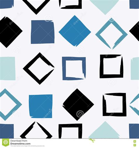 Cute Geometric Seamless Pattern Brush Strokes Triangles And Squares