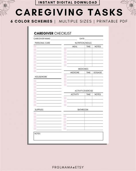 Free Printable Caregiver Daily Checklist Template Free Printable Hq