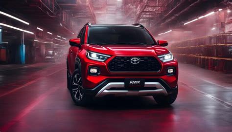 Un Toyota SUV rojo con una matrícula que dice Toyota Foto Premium