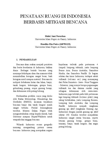 Penataan Ruang Di Indonesia Berbasis Mitigasi Bencana Pdf