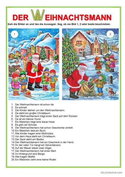 28 Weihnachtsmann Deutsch DAF Arbeitsblätter pdf doc