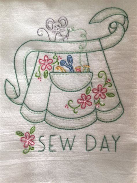 Set Of 7 Hand Embroidered Kitchen Towels With Apron Days Of Etsy Hand Embroidery Patterns Free