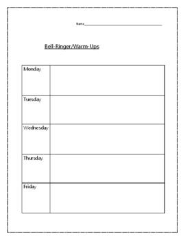 Bell Ringer Warm Ups By Khadijah Hasan Tpt