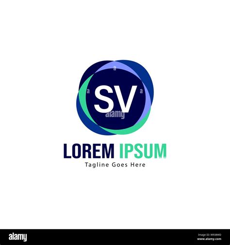 Plantilla De Logotipo Sv Inicial Con Un Moderno Bastidor Sv Carta