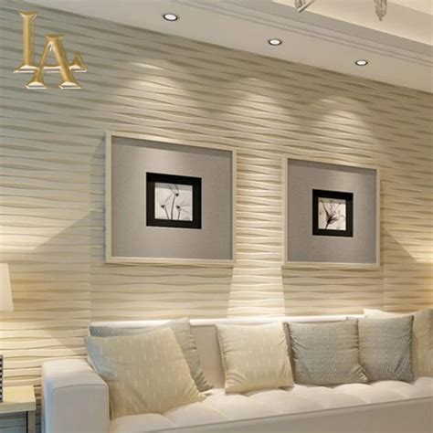 Modern Beige Horizontal Striped Wallpaper 3D Living room Flocking ...