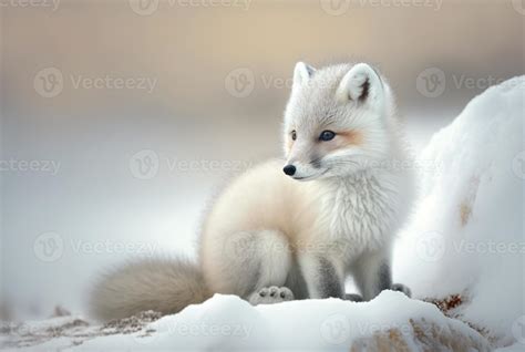 Rtico Zorro Cachorro O Vulpes Lagopus En Nieve H Bitat Generativo Ai