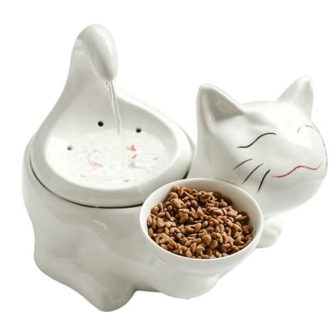 360 Ceramic Pet Fountain Advanced Cat Water Drinking Fountain Bowl with Replacement Filters and ...