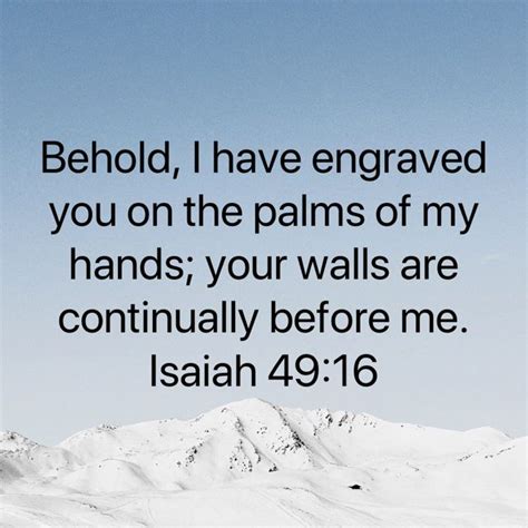 Isaiah Behold I Have Engraved You On The Palms Of My Hands Your