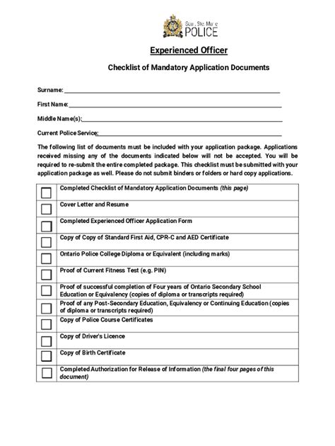 Fillable Online Police Officer Application Form Fax Email Print Pdffiller