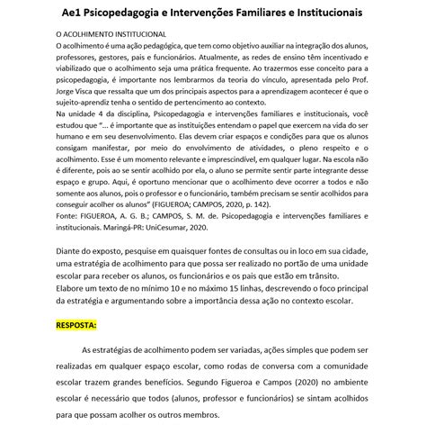 Ae Psicopedagogia E Interven Es Familiares E Institucionais Normas