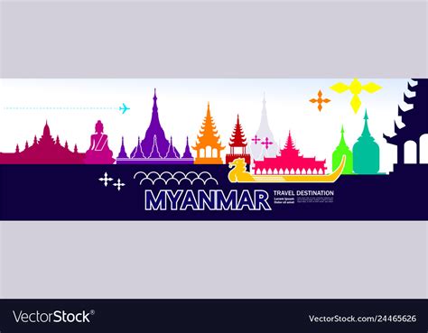 Myanmar Travel Destination Royalty Free Vector Image