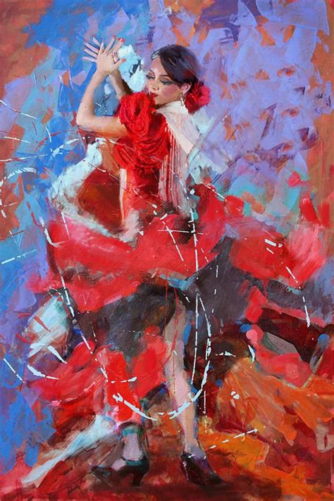 Beautiful Abstract Spanish Flamenco Dancer Colorful Painting Etsy