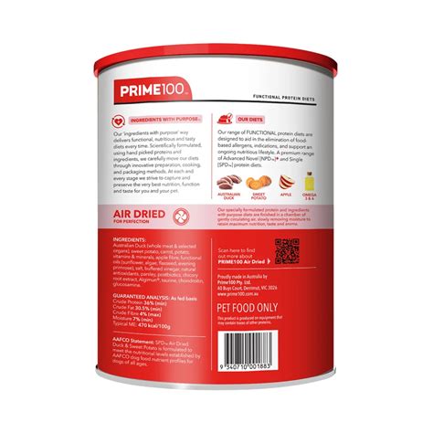 Prime100 Spd Air Dried Duck And Sweet Potato Dry Dog Food