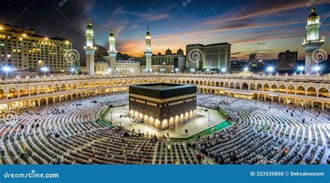 View Of Kaaba And Maqam Prophet Ibrahim Vector Illustration