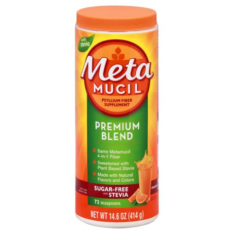 Metamucil Premium Blend Sugar Free Powder - Orange - Shop Digestion ...