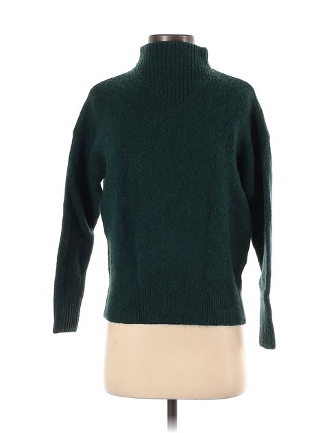 Madewell Color Block Solid Green Turtleneck Sweater Size Xs Off