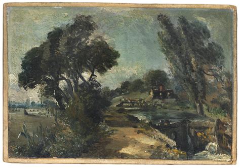 John Constable Flatford Lock On The Stour Looking Towards Bridge Cottage