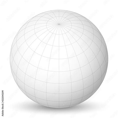 Blank Planet Earth White Globe With Grid Of Meridians And Parallels Or