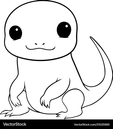 Cute Baby Lizard On A White Background Cartoon Vector Image