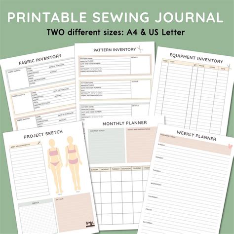 Four Printable Sewing Journal Pages With The Text Free Sewing Pattern