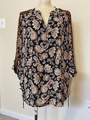 Nwt Roz Ali Dressbarn Womens X Paisley Cheetah Long Sleeve Top