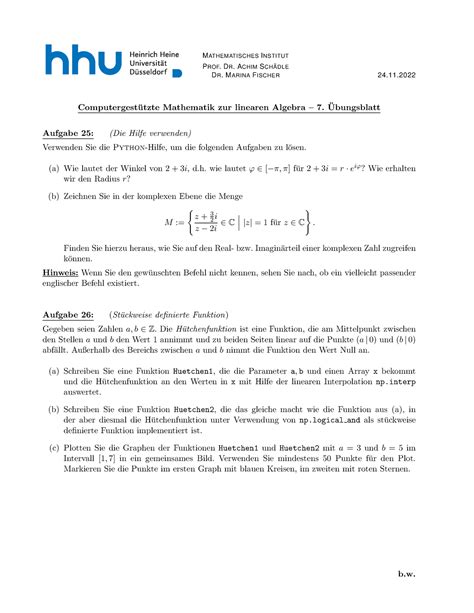 Blatt Aufgaben Mathematisches Institut Prof Dr Achim Sch Adle