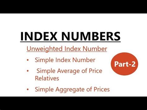 Unweighted Index Number Simple Index Simple Average Of Price