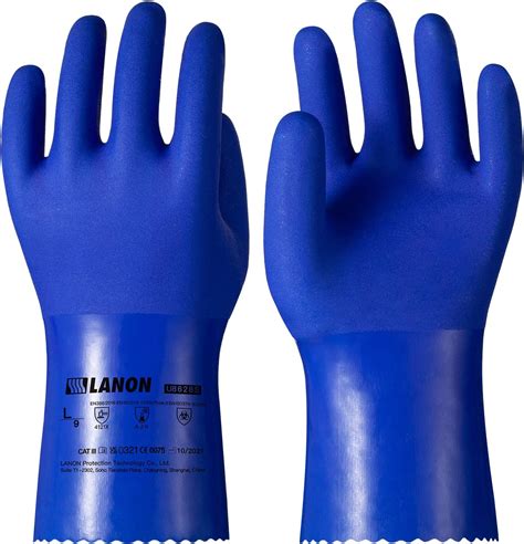 LANON Guantes resistentes a productos químicos con revestimiento de