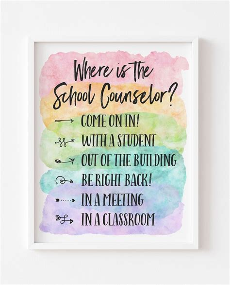 Where Is The School Counselor Classroom Printable Posters By