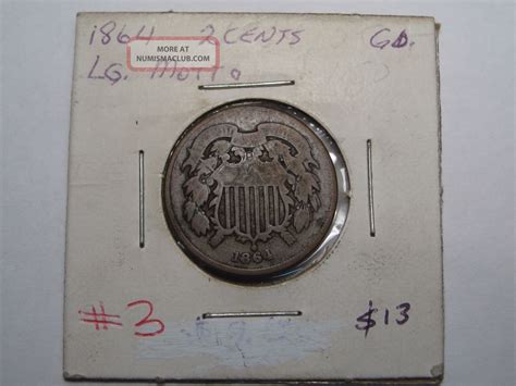 Civil War Era 1864 Us 2 Cent Penny. 3