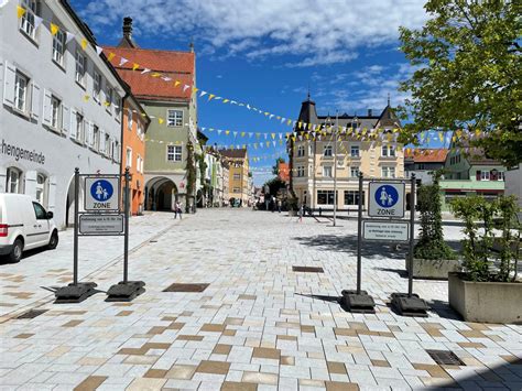 Der Marktplatz in Isny ist Fußgängerzone