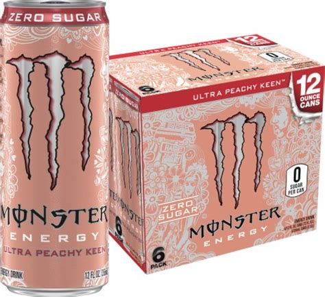 Monster Zero Sugar Ultra Peachy Keen Energy Drink Multipack Cans Pk