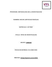 ACTIVIDAD1 METODOLOGIA DE LA INVESTIGACION Docx PROGRAMA METODOLOGIA