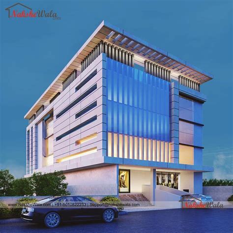 Commercial Building 3d Elevation Arsitektur Futuristik Desain