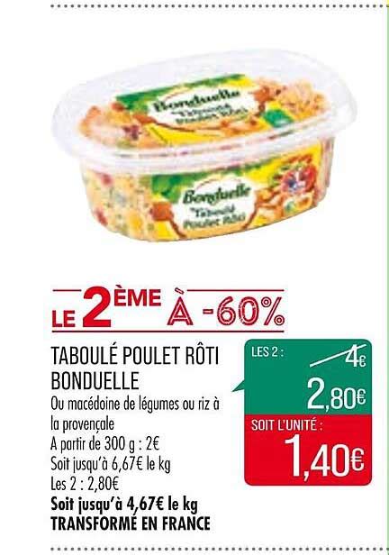 Offre Taboul Poulet R Ti Bonduelle Chez Match