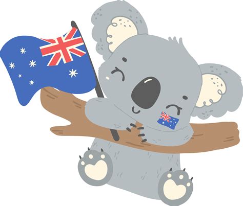 Cute Australia Day Koala With Flag 36100813 PNG