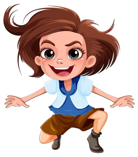 Free Vector Jumping Girl Cartoon Character