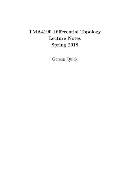 Differential Topology TMA4190 - Lecture - Notes PDF | PDF ...