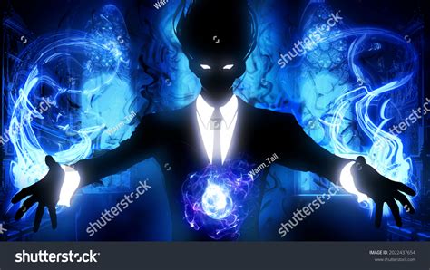 Black Silhouette Guy Anime Style Jacket Stock Illustration 2022437654