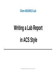 Essential Guide To Writing ACS Style Lab Reports Course Hero