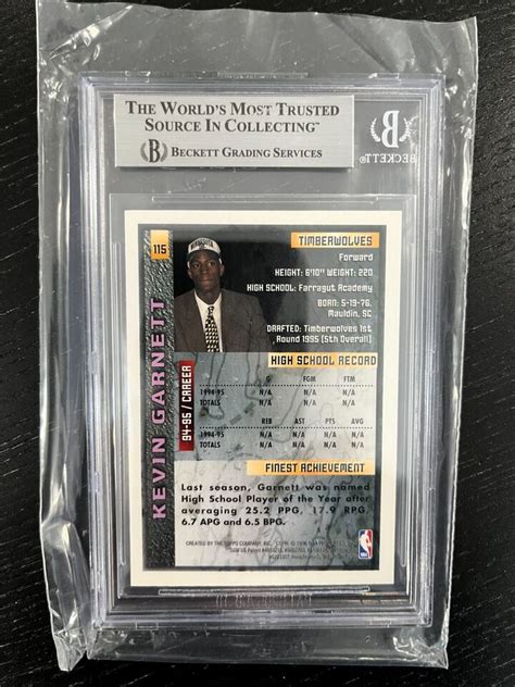 Topps Finest Kevin Garnett Rookie Rc Bgs