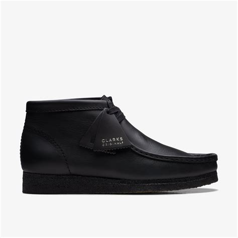 Mens Wallabee™ Boot Black Leather Boots Clarks