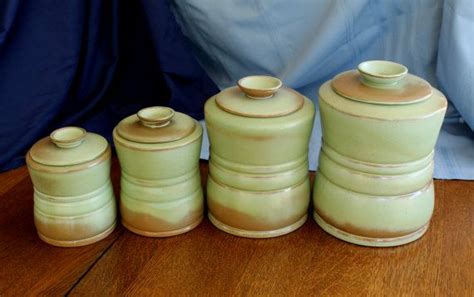 Frankoma Prairie Green 4 Canister Set Tea 26t Diameter 4 Etsy