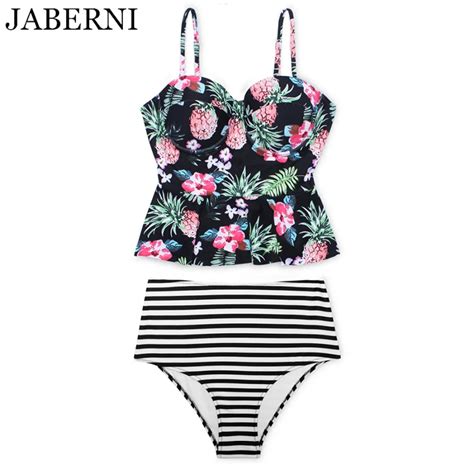 Jaberni Retro High Waist Swimwear Sexy Push Up Floral Bikini