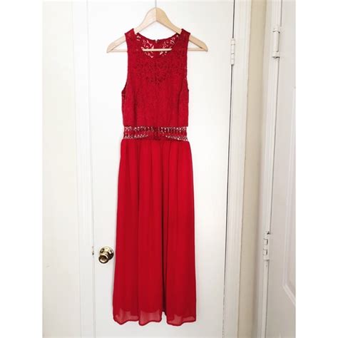 Sugarlips Dresses Sugarlips Red Lace Cutout Maxi Dress Size Medium