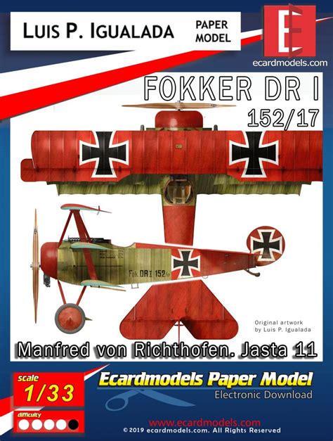 Scale Fokker Dr I Manfred Von Richthofen Paper Model